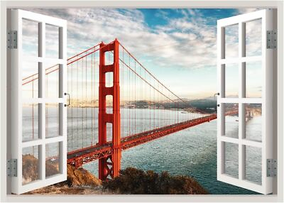 #ad Golden Gate Bridge Window 3D Wall Decal Art Wallpaper Mural Sticker Vinyl W42 $69.95