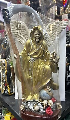 #ad Santa Muerte Statue Gold With Wings 15in $90.00