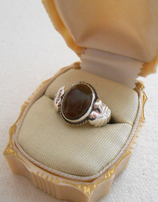 #ad Lovely Sterling Silver Dark Agate Ring 414103 $36.00