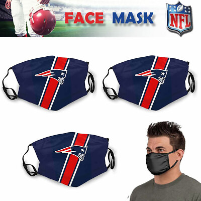 #ad New England Patriots 3 Pack NFL Football Washable Face Masks Covers $12.52