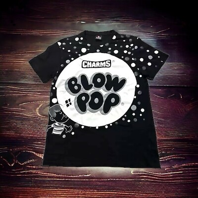 #ad Vtg South Pole x Blow Pops Mens Black Puff Applique Graphic Print T Shirt Sz Med $25.99