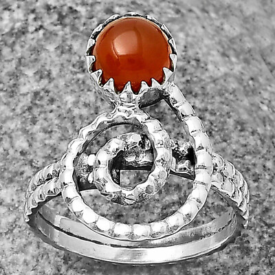 #ad Natural Carnelian 925 Sterling Silver Ring s.8 Jewelry R 1456 $13.99