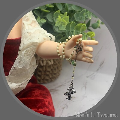 #ad White Beaded Doll Size Rosary • 18 20” Vintage Doll Jewelry $9.00