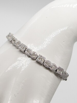 #ad Designer 4ct VS2 H Diamond 18k White Gold DINNER Bracelet 7.25quot; 15g $1850.00