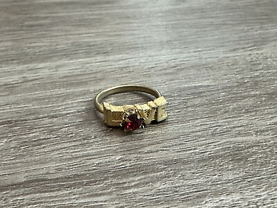 #ad Vintage 1 20 12k Gold Filled Love Ruby Red Gemstone Ring $19.99
