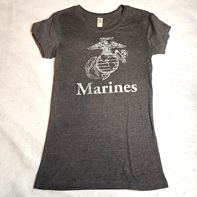 #ad VTG Active Apparel Women Marines T Shirt Sz L Gray Short Sleeve Round Neck NWOT $14.99