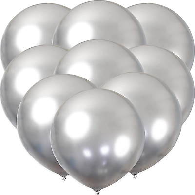 #ad 30Pcs Silver Balloons 18 Inch Large Sliver Metallic Chrome Balloons Big Latex Ba $37.26