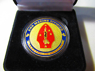 #ad US MARINE CORPS 2nd MARINE DIVISION Challenge Coin w Presentation Box $19.99