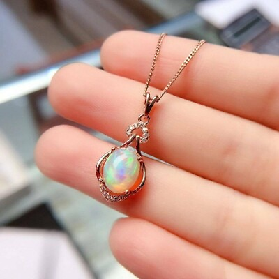#ad 2Ct Oval Cut Fire Opal Solitaire Women#x27;s Pendant 14K Rose Gold Finish Free Chain $30.00