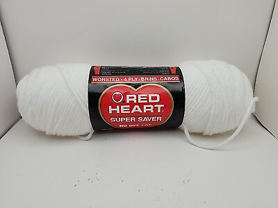 #ad RED HEART SUPER SAVER in White 311 3oz No Dye Lot 100% Acrylic Worsted 4 PLY USA $6.00
