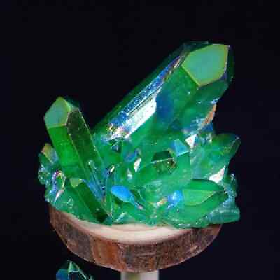 #ad Aura Green Crystal Cluster Quartz Crystal Gem Healing Mineral Reiki Home Decor $13.78