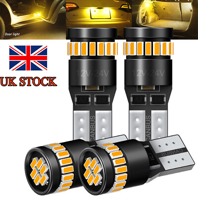 #ad AUXITO T10 501 W5W CAR SIDE LIGHT BULBS ERROR FREE CANBUS 24LED XENON YELLOW x4 GBP 12.29