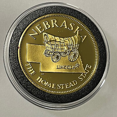 #ad Nebraska State Proof Coin 24k Gold over Sterling Silver Rare Collector Art Round $59.99