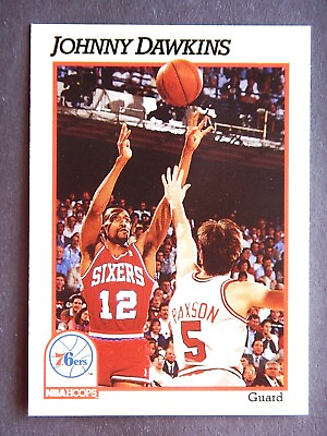 #ad Johnny Dawkins #158 NBA Hoops 1991 Basketball Card Philadelphia 76ers LN $1.99