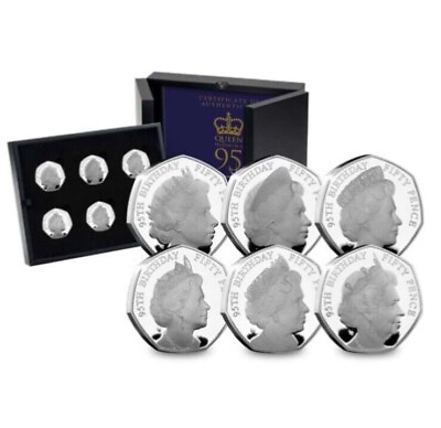 #ad Queen Elizabeth II 95th Birthday 6 coin 50p proof silver set limit of 1495 AU $420.00
