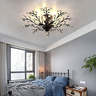 #ad Vintage Branches Crystal Chandelier 5 Light Pendant Lamp Bedroom Ceiling Fixture $73.15