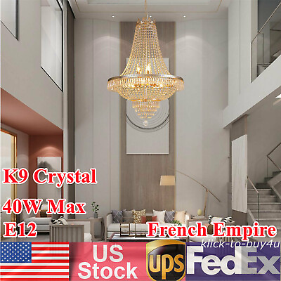 #ad Luxury Large Foyer Crystal Ceiling Light Vintage Height French Empire Chandelier $162.90