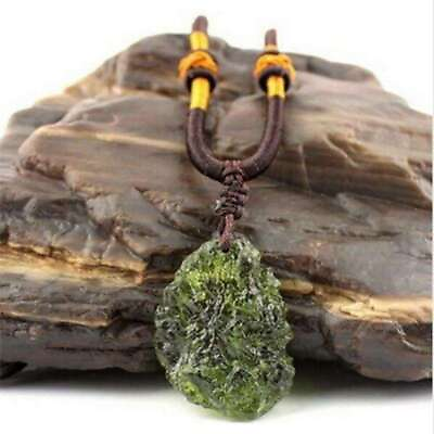 #ad Natural Green Czech Moldavite Meteorite Impact Pendant Necklace Chakra Healing $11.95