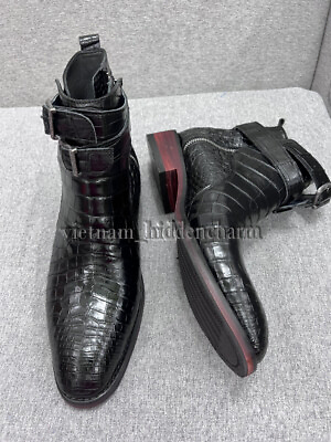 #ad Men#x27;s Crocodile Shoes Vey Luxury and Unique Handmade Elegant Boots $499.99