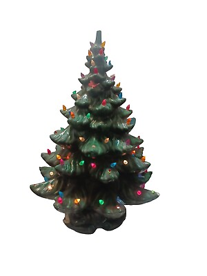 #ad 22#x27; Mold Ceramic Lighted Christmas Tree With Bulb Base 1980 Sign $87.50