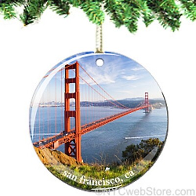 #ad Golden Gate Bridge San Francisco Porcelain Ornament California Christmas Gift $14.99