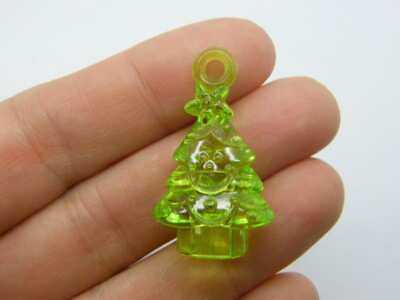 #ad 20 Christmas tree pendants green transparent acrylic CT186 SALE 50% OFF $3.00