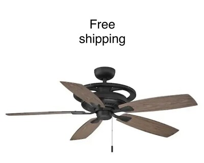 #ad Hampton Bay 52 in. Misting Fan Outdoor Only Natural Iron Ceiling Fan $155.00