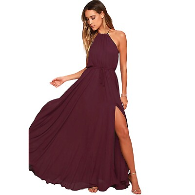 #ad Lulus Essence Of Style Plum Purple Maxi Dress Size Small Bridesmaid Prom Formal $38.95