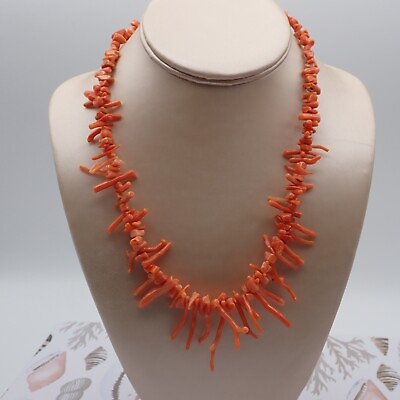#ad Vintage Mid Century Branch Coral Genuine 18quot; Graduated Necklace $99.95