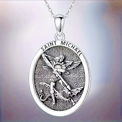 #ad BEST CHOICE ST MICHAEL ANGEL Charm On Silver DIAMOND Cut 925 Sterling 26quot; Chain $19.86