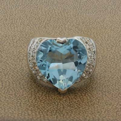 #ad Romantic 17.35CT Heart Shape Blue Topaz amp; Clear Round CZ Engagement Wedding Ring $322.00