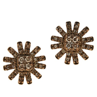 #ad Colleen Lopez 0.25cttw Sterling Silver Champagne Diamond Sunburst Earrings $102.47