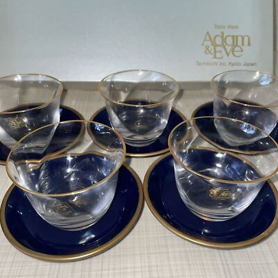 #ad Tachiyoshi Adam Eve Gold Tea Ceramic Cold Glass Set Of 5 Lazuli $241.78