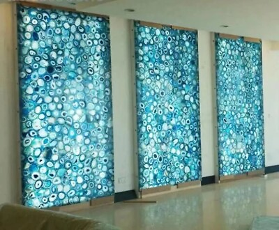#ad Blue Agate Wall Hanging Panel Blue Agate Dining Table Agate Counter Slab Desk $265.60