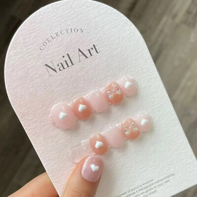 #ad Handmade Cute Heart Charm Press on Nails for Nail Art Size: M or L $11.99
