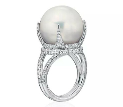 #ad Womens Sterling Silver Ring 925 View Round Half Studded Pearl ADASTRA JEWELRY $382.24