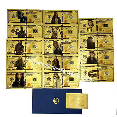 #ad 14pcs set lord of the rings 24k gold plated banknote us dollars souvenir money $12.60