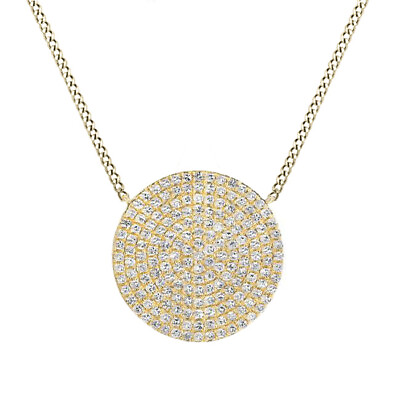 #ad 1 2 Ct Round Cut Simulated Solid 14K Yellow Gold Cluster Disc Pendant Necklace $449.99