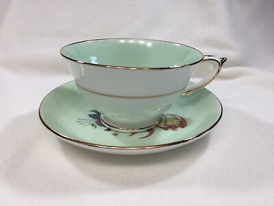 #ad Paragon by Appointment Double Warrant Queen Mary Mint Green Floral Teacup Saucer $32.00