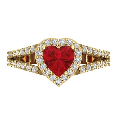 #ad 1.75 Heart Cut Unique Simulated Tourmaline Modern Statement Ring 14k Yellow Gold $338.51