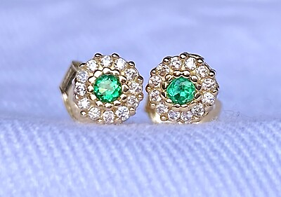 #ad Genuine Colombian emerald earrings 0.5 carats 18k gold $450.00