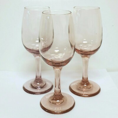 #ad Vintage Libbey Wine Glasses Plum Rose Teardrop Goblets 7quot; Set of 3 8oz $14.00