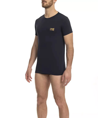 #ad Cavalli Class Sleek Blue Crew Neck Designer T shirt $48.95