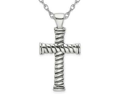 #ad Sterling Silver Antiqued Cross Pendant Necklace with Chain $34.95