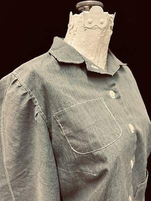 #ad Handmade Vintage Collared Shirt W top Stitching PocketsSwing Style*FREESHIP** $35.00