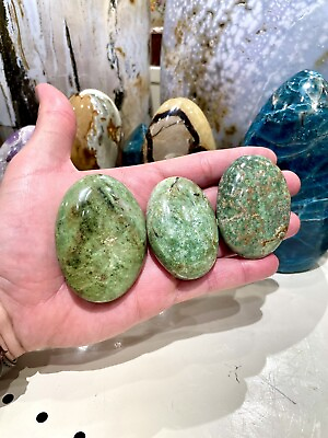 #ad Chrysoprase Green Palm Stone Yoga Reiki Healing Crystals 3” Zenda $17.00