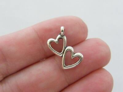 #ad 10 Heart charms tibetan silver H103 $4.25