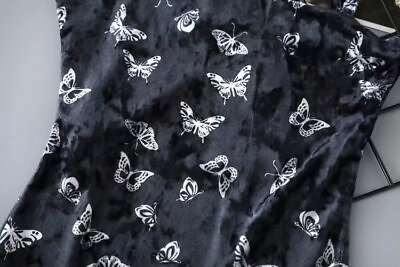 #ad Sexy vintage retro velvet butterfly dress tight club mini dress black strap dres $36.86