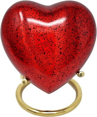 #ad Red Urn Keepsake with Red Box Mini Heart Cremation Urn amp; Brass Stand $37.40
