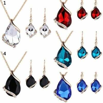 #ad Fashion Wedding Bridal Crystal Rhinestone Women Necklace Earrings Set Jewelry C $3.63